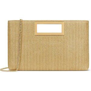 Women’s A-khaki Leather Imported Magnetic Evening Purse Hand Bags